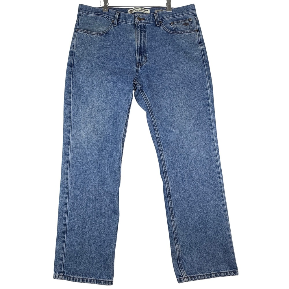 Harley Davidson Jeans Mens 38x32 Boot Cut Blue Denim Motorcycle Biker